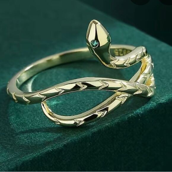 18kĀ overā925āSterlingāSilverāsnakeāRing - Picture 2 of 9
